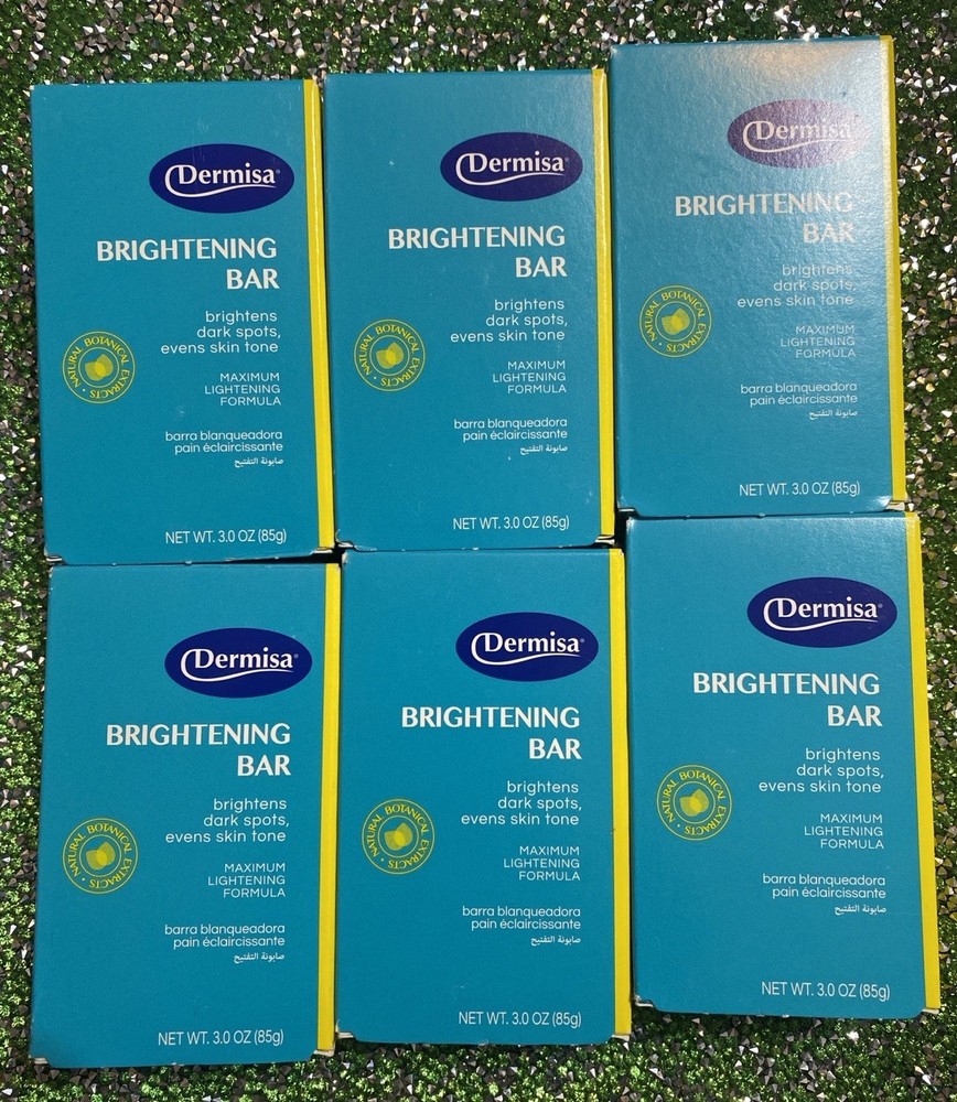 6-Pack Dermisa Brightening Bar Soap W/Kojic Acid 3oz Brightens Maximum Lightenin