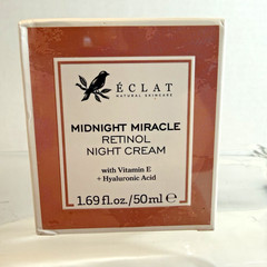 Eclat Midnight Miracle Retinol Night Cream Smooth Brighten Glass Jar NIB