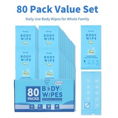 80 Pcs Large Body Wipes – Portable No Rinse Shower Wipes for Gym, Camping, Hikin