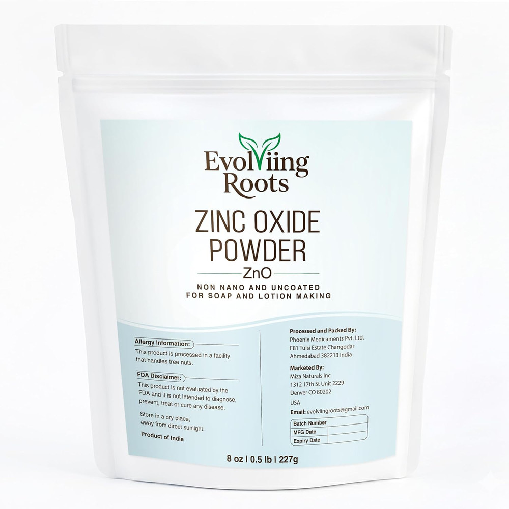 Zinc Oxide Powder 8 Oz (227G / 1/2 Lb) – Non Nano, Cosmetic Grade Fine White Min