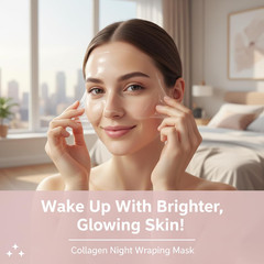 Collagen Night Wrapping Mask, Collagen Overnight Glass Skin Peel off Face Mask,