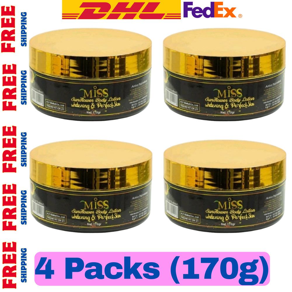 Miss Thai Thailand Body Cream Whitening, Makeup, Sunscreen 170g x 4 (EXP 2028)