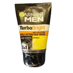 Garnier Men Turbo Bright Anti-Pollution Double Action Facewash 100gm US Shipping