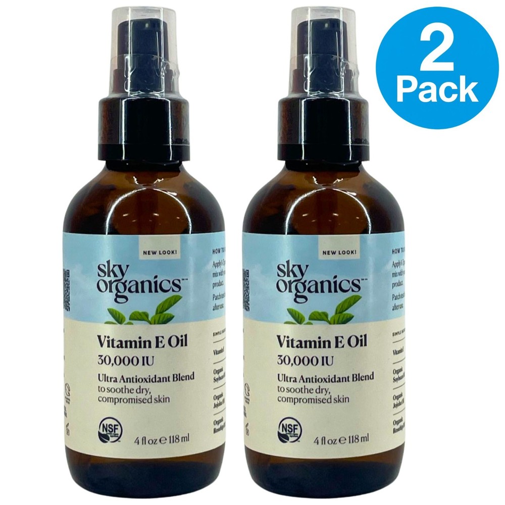 Sky Organics Vitamin E Oil 30,000 IU Ultra Antioxidant Blend 4oz 2 Pack New