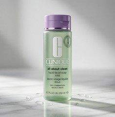 Clinique All About Clean Liquid Facial Soap Mild 6.7oz Dry Combination Skin New