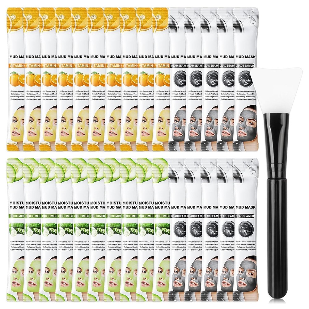 30PCS Clay Mask for Face,Vitamin C,Dead Sea Mud,Cucumber Mud Mask Set,Deep Clean