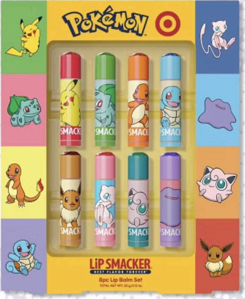 Lip Smacker Pokemon Multicolor Lip Balm Set, 8-Piece Balm Collection