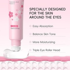 2-in-1 Sakura Eye Serum and Eye Roller, Eye Massager Roller Lifting, Eye Crea…