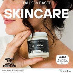 Amallow 100% Grass Fed Beef Tallow for Skin Care – Face + 4 Fl Oz (Pack of 1)