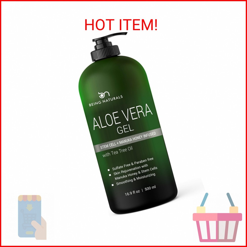 Aloe vera Gel – from 100% Pure Organic Aloe Infused with Manuka Honey, Stem Cell