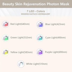 LED Light Therapy Facial Mask – 7-in-1 Skincare Device for Home Use, Anti-Aging