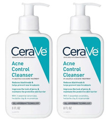 CeraVe Acne Control Cleanser 2% Salicylic Acid Acne Treatment, 8 fl oz, (2 Pack)