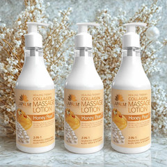La Palm Collagen Massage Lotion Honey Pearl 3-Pack | Warming Therapy Formula 8oz