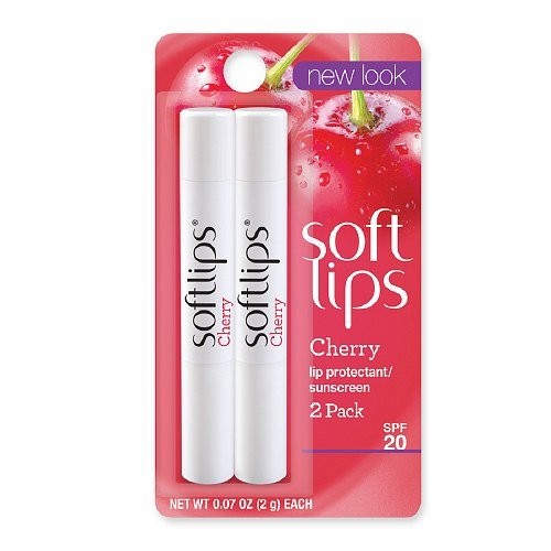 2 Twin-Packs Softlips Lip Protectant Balm, Sunscreen SPF 20, Cherry