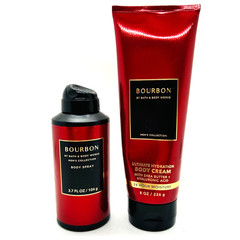 Bath & Body Works BOURBON For Men Ultimate Hydration Body Cream & Body Spray Set
