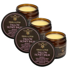 3PC Natural Grass-Fed Beef Tallow Balm with Raw Honey Lavender Skin Moisturizer