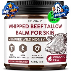 RICHGRAND Beef Tallow Moisturizer – Whipped Tallow & Honey Balm 4.3 oz