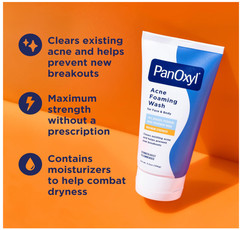 PanOxyl 10% Benzoyl Peroxide Acne Foaming Wash 5.5 oz Face Body Cleanser