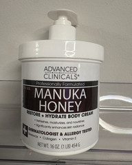 Advanced Clinicals Manuka Honey + Vitamin E Hydrating Body Cream 16 oz