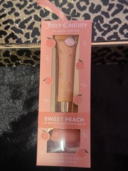 Juicy Couture Sweet Peach Lip Butter & Balm Set Keychain Pink 0.42/0.14 oz