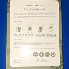 Eve Hansen Moisture Infusion Sheet Mask Collagen Boosting Hydrating 5 Masks