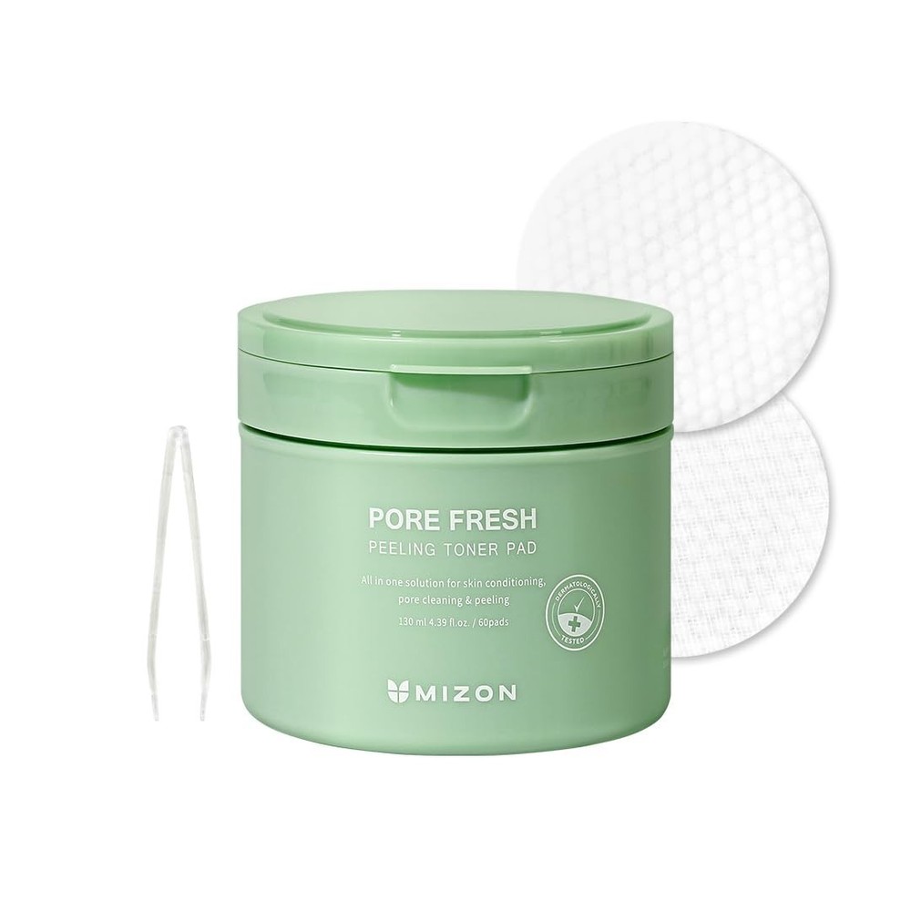 MIZON Pore Fresh Peeling Toner Pads with AHA BHA PHA, Tea Tree & Turmeric Extrac