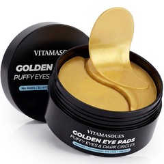 Vitamasques Golden Hydrogel Eye Pads For Puffy 32 Count (Pack of 2), Gold