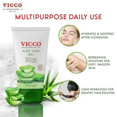VICCO Aloe Vera Gel 150ml Natural Herbal Moisturizer for Face Body & Hair Care