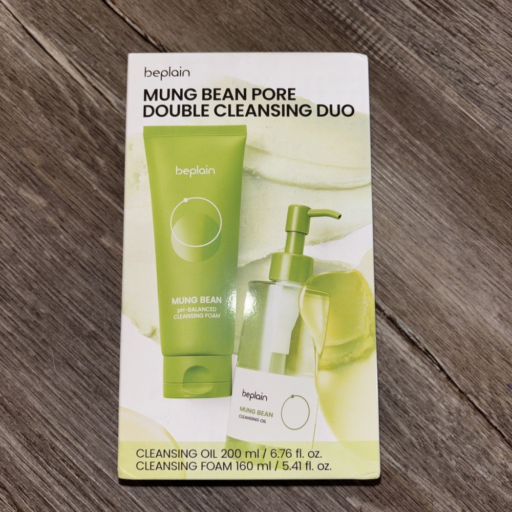 beplain Mung Bean Double Cleansing Duo Oil 200ml + Foam 160ml Green – Brand New