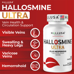 2 pack Hallosmine cream + Free Hallosmine Ultra Diosmin, Vein support supplement