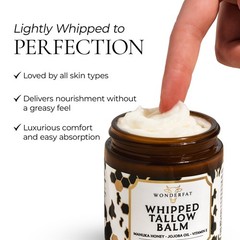 Wonderfat Grass-Fed Whipped Tallow Balm, Face and Body 3 Fl Oz (Pack of 1)