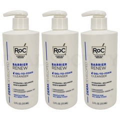 RoC Barrier Renew Gel to Foam Non Drying Foaming Facial Cleanser 12oz Lot of 3