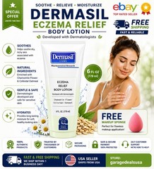 Dermasil Eczema Relief Body Lotion Chamomile Oatmeal 6 oz + Free Sponge