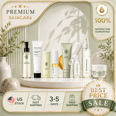 NEW ICD 8PC Premium Skincare Set Booster Serum Cream Gel Mist Cleanser