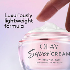 Super Cream with Sunscreen SPF 30, Lightweight Face Moisturizer with Sun Protect
