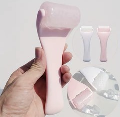 Handheld Facial Care Ice Roller Cold Compress for Face & Body Pink/White