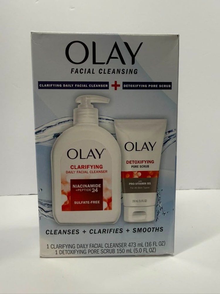Olay Facial Cleansing Kit – Clarifying Daily Facial Cleanser & Detoxifying Pore