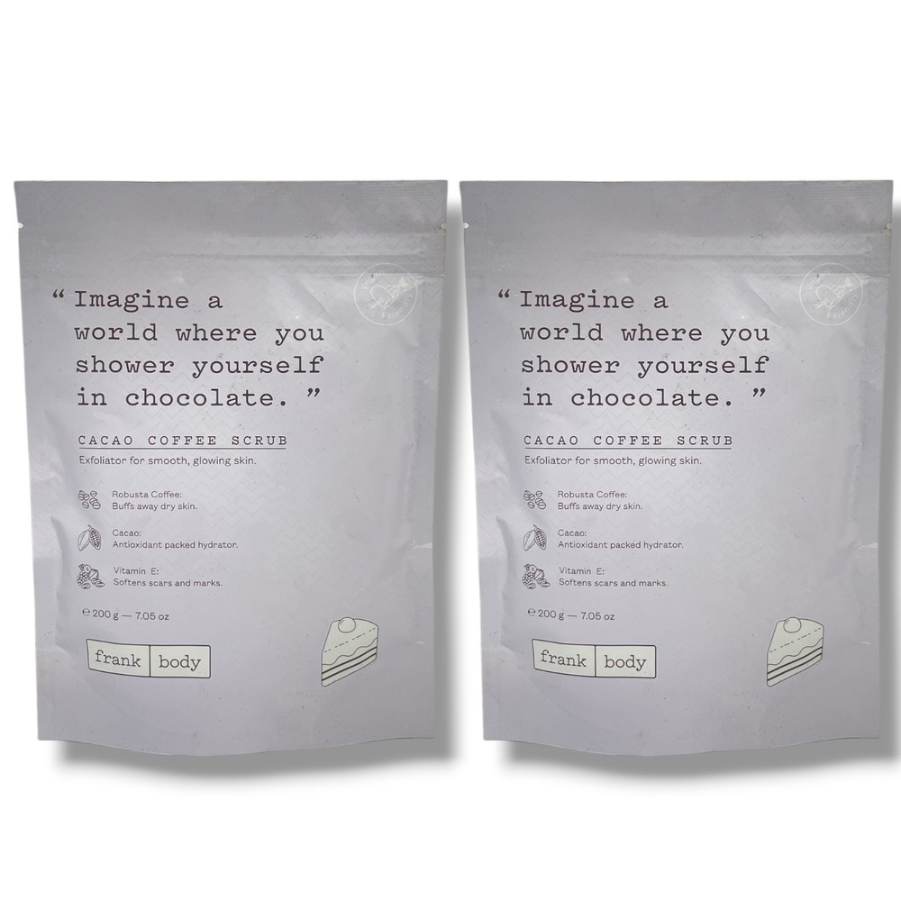 Frank Body Cacao Coffee Scrub Exfoliator For Smooth, Glowing Skin Lot of 2-200g