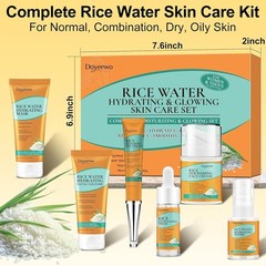 Skin Care Set,6Pcs Women Teen Glass Skincare w/Korean Rice Extract,Hydrate Gl…