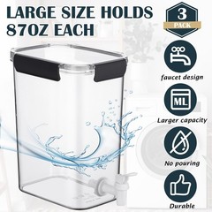 Soaoo 3 Set 87 oz Liquid Laundry Detergent Dispenser with Faucet and 87