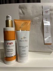 Pure Fiji Hydrating Body Lotion Mango 8 OZ & COCONUT CRUSH SCRUB 6 OZ SET W/BAG