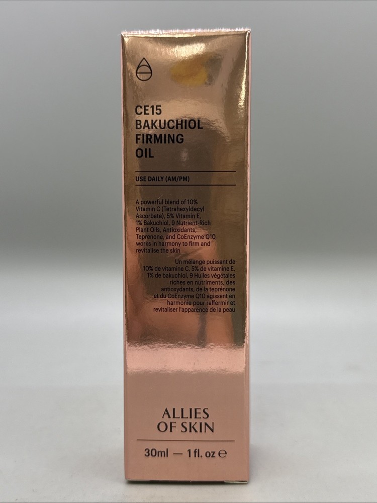 {J22} ALLIES OF SKIN CE15 Bakuchiol Firming Oil Use Daily AM/PM 1fl oz FULL SIZE