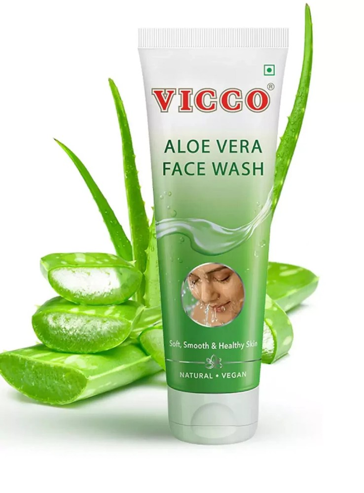 Vicco Aloe Vera Face Wash Soft Smooth & Healthy Skin Fights Pimples & Acne 150g