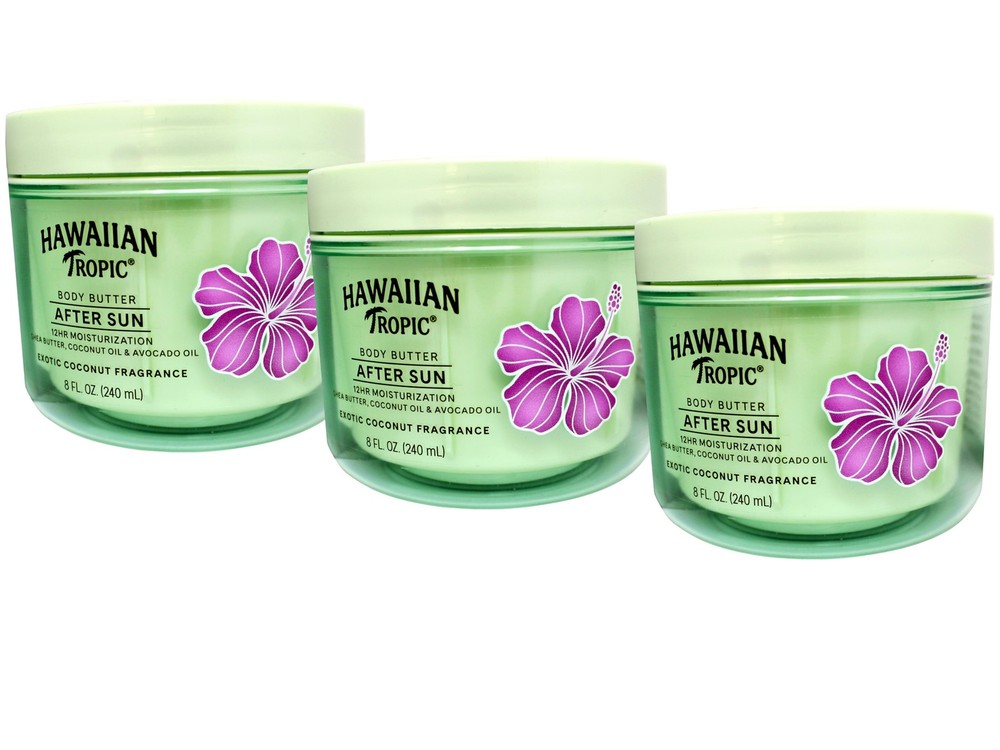 3 Pack Hawaiian Tropic After Sun Body Butter 12HR Moisture 8 FL OZ