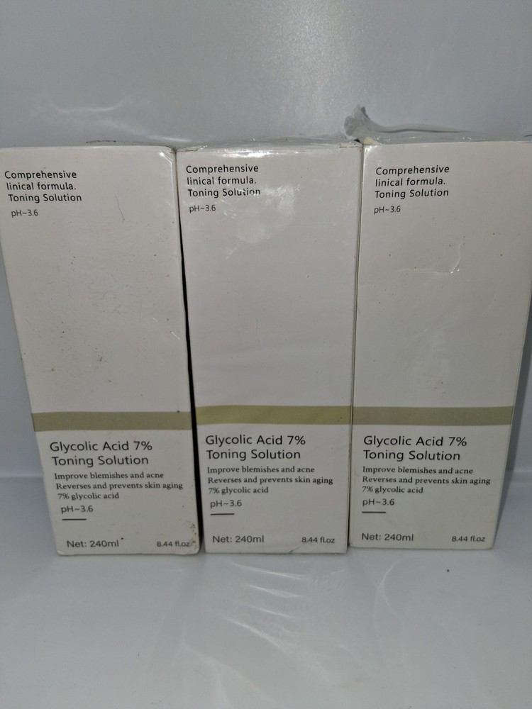 3pk GLYCOLIC ACID 7% TONING SOLUTION PH-3.6 240 ML 8.44 FL OZ DIRECT ACIDS