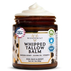 Wonderfat Grass-Fed Whipped Tallow Balm, Face and Body 3 Fl Oz (Pack of 1)