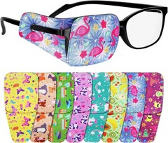 8 Pcs Eye Patches for Kids, Eyepatch for Glasses to Cover Either Eye Cartoon Eye