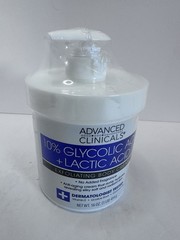 10% Glycolic Acid Lactic Exfoliating Body Cream 16 oz 454 g Advanced Clinicals