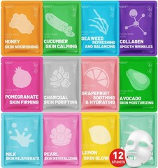 KONEUK 12 Pack Collagen Hydrating Face Masks Skincare, 1 Count (Pack of 12)