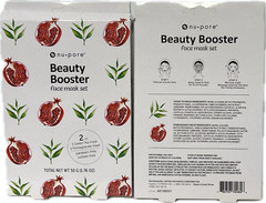 Nu Pore Facial Beauty Booster Face Mask 1 Pomegranate, 1 Green Tea 2x 2 Pack Set